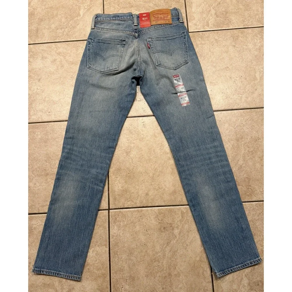 Levis Jeans Mens 28x30 511 White Oak Cone Denim Blue Slim Straight Fit NEW